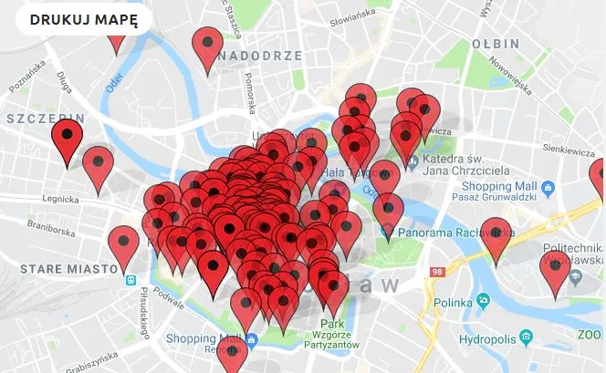 Wrocławskie krasnale mapa