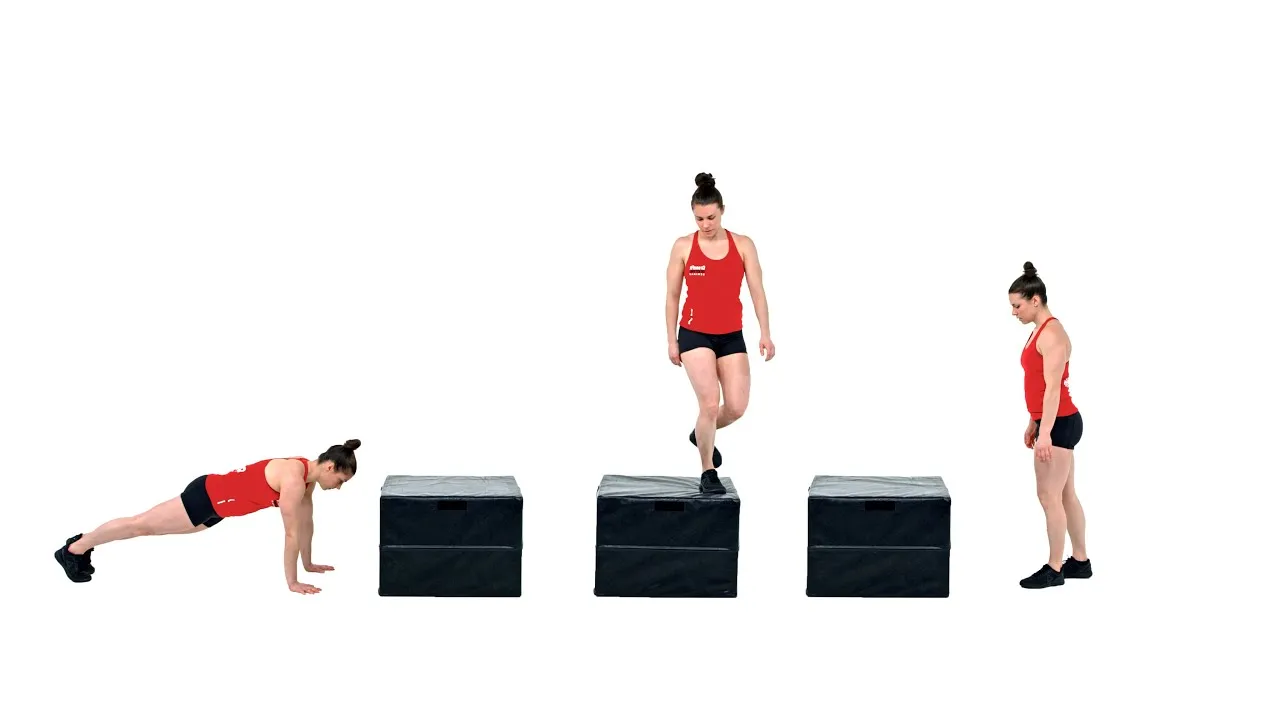 r&oacute;żne ćwiczenia crossfit metcon burpees kettlebell box jump