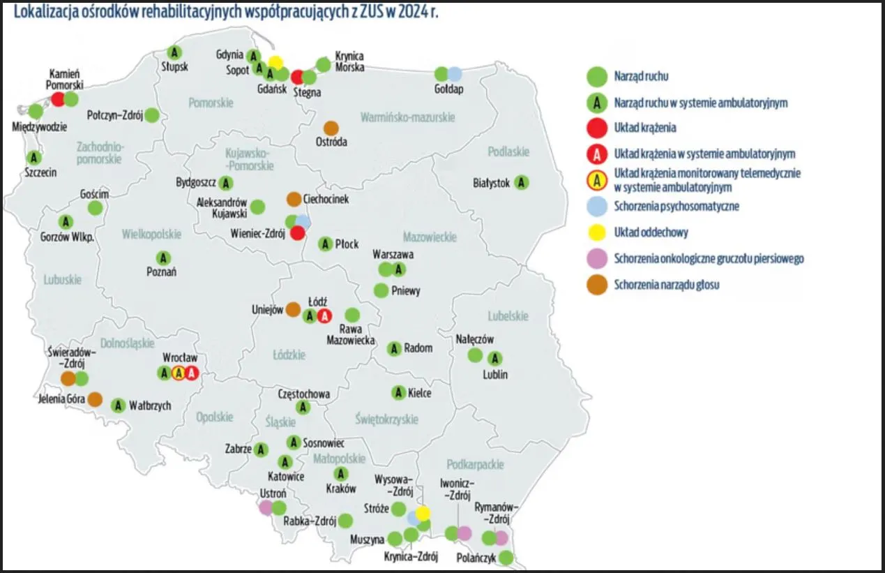 mapa czas oczekiwania sanatorium NFZ województwa