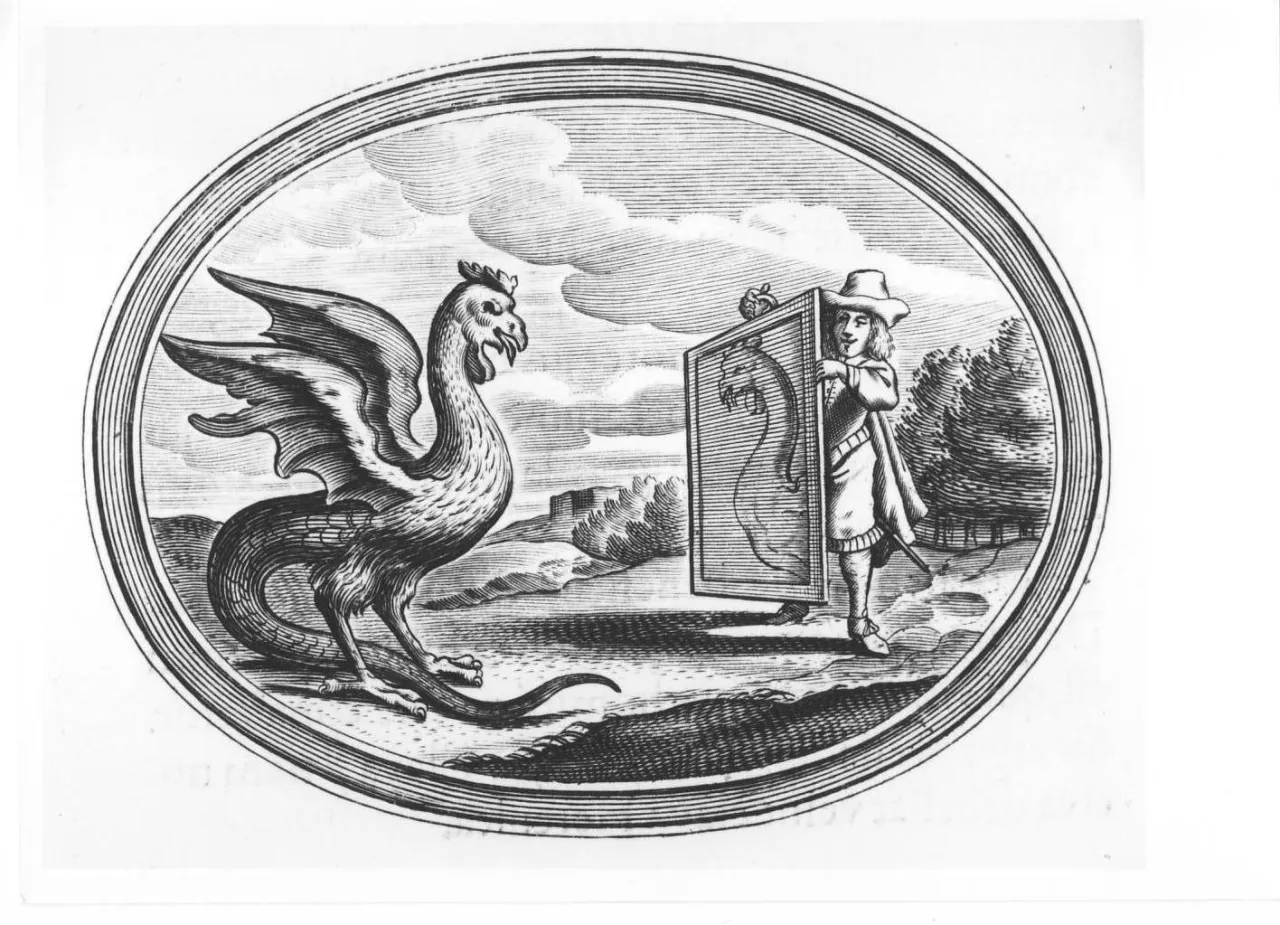 Legenda o bazyliszku streszczenie: Mężczyzna z lustrem staje naprzeciwko bazyliszka.