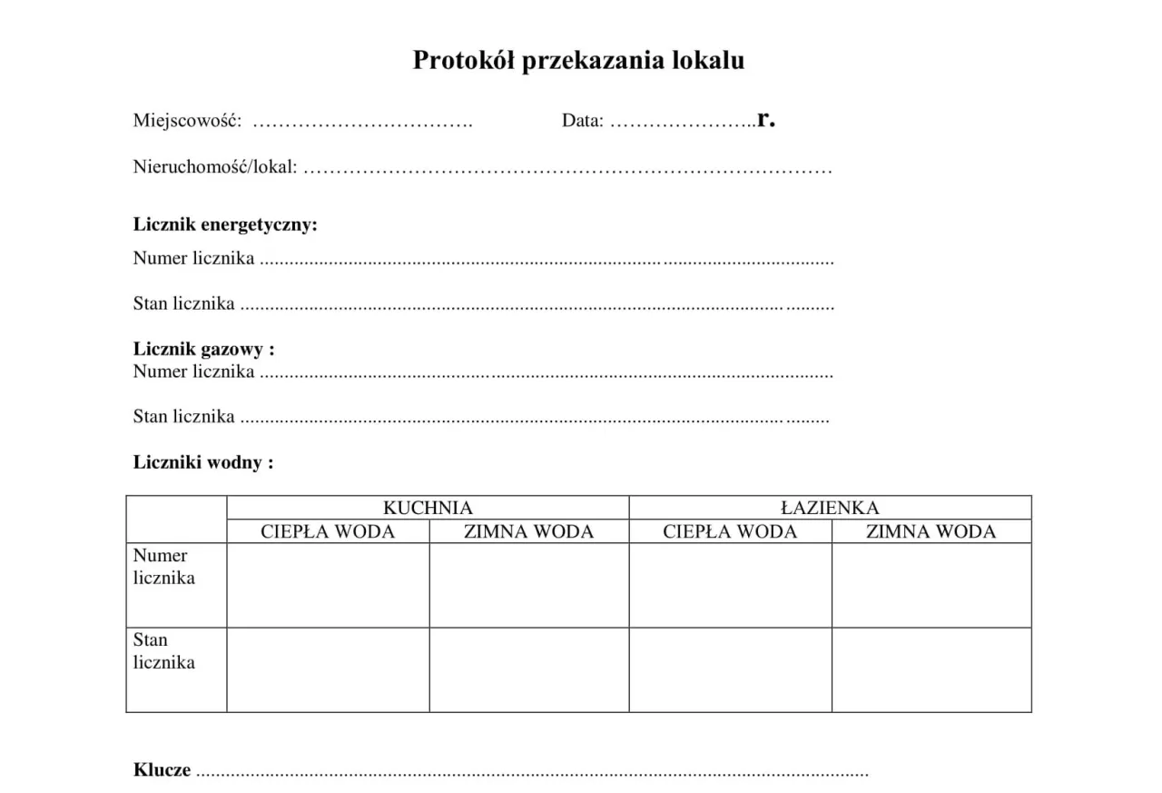 Protokół zdawczo-odbiorczy mieszkania