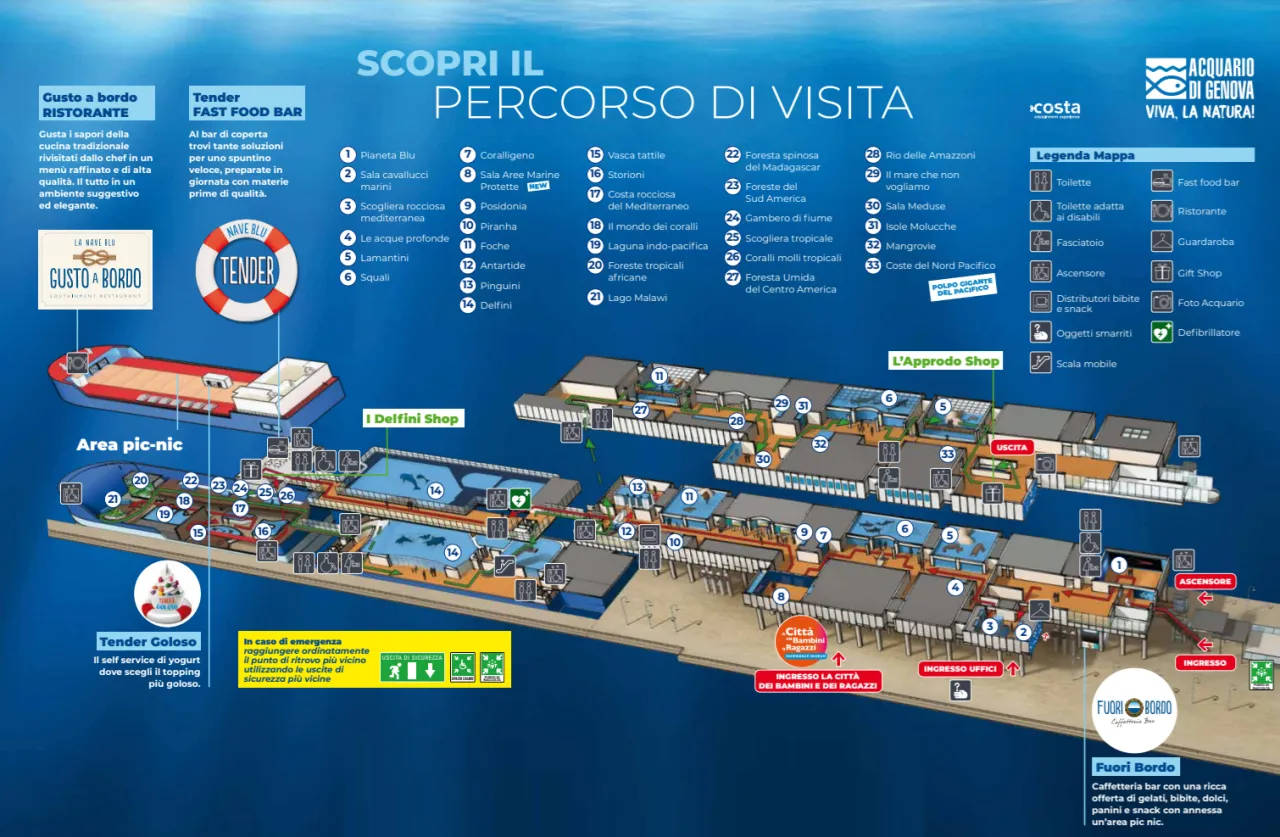 mappa depositi bagagli Acquario Genova Porto Antico