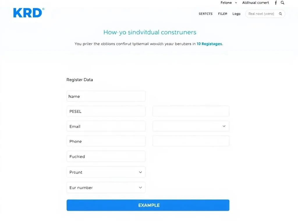 formularz rejestracji na stronie KRD dla konsumenta
