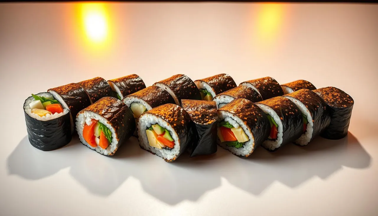 przykładowe rolki sushi z r&oacute;żnymi nadzieniami