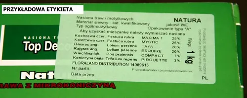 opakowanie nasion trawy skład etykieta