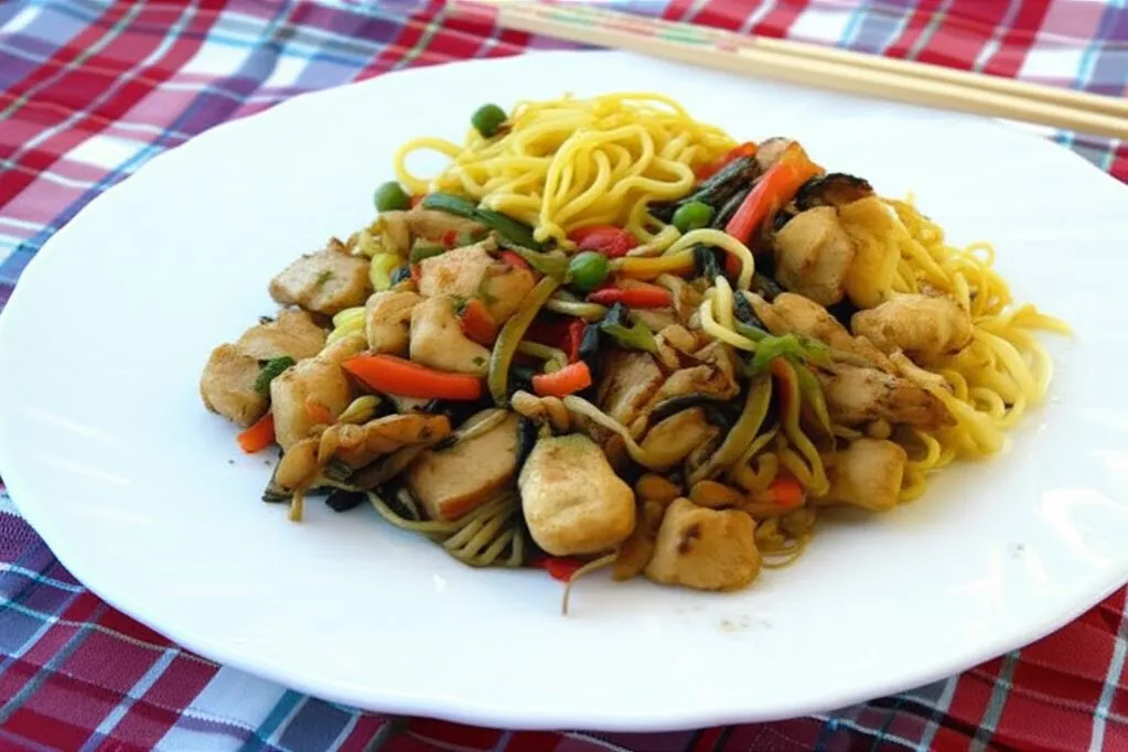 szybki obiad w 30 minut, makaron z kurczakiem, stir-fry