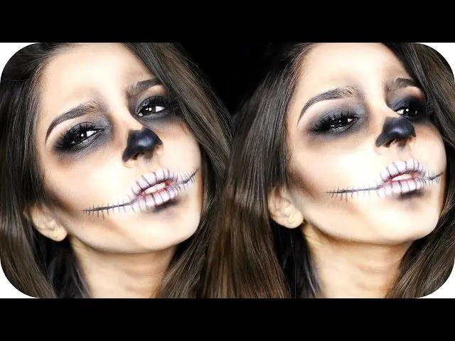 Einfaches Halloween Skelett Make-up Schritt f&uuml;r Schritt