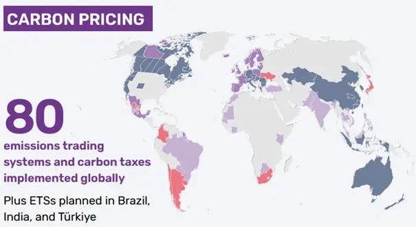 Mapa krajów objętych systemem EU ETS
