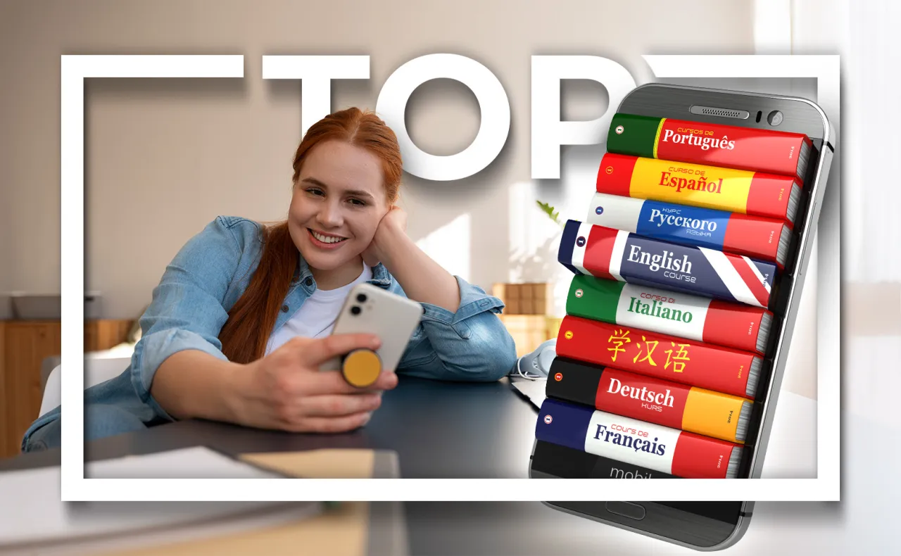 aplikacje do nauki język&oacute;w, smartfon z aplikacją do angielskiego, kurs online