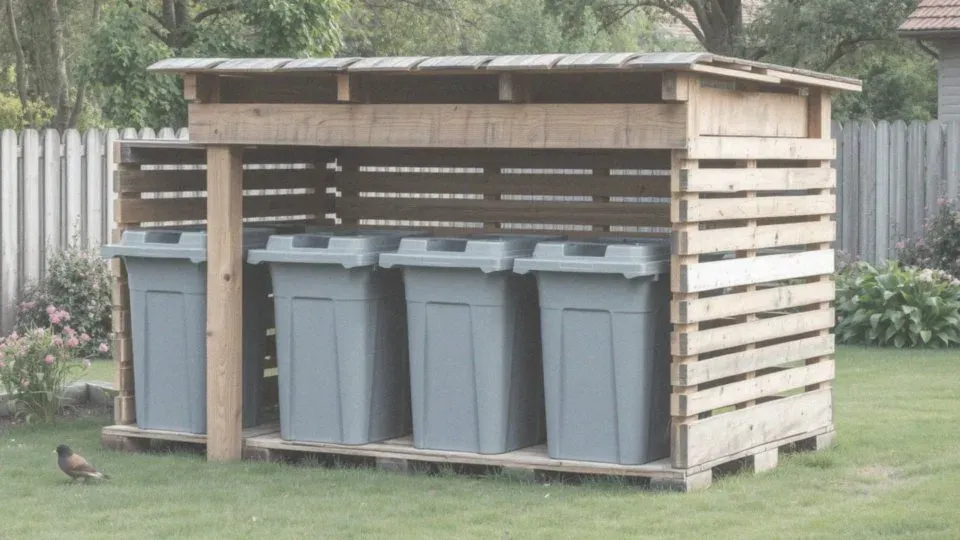 zabudowa kosza na śmieci z palet DIY projekt