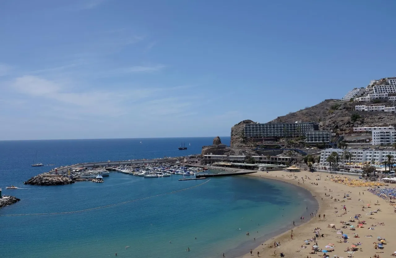 Wulkaniczny krajobraz Lanzarote z palmami