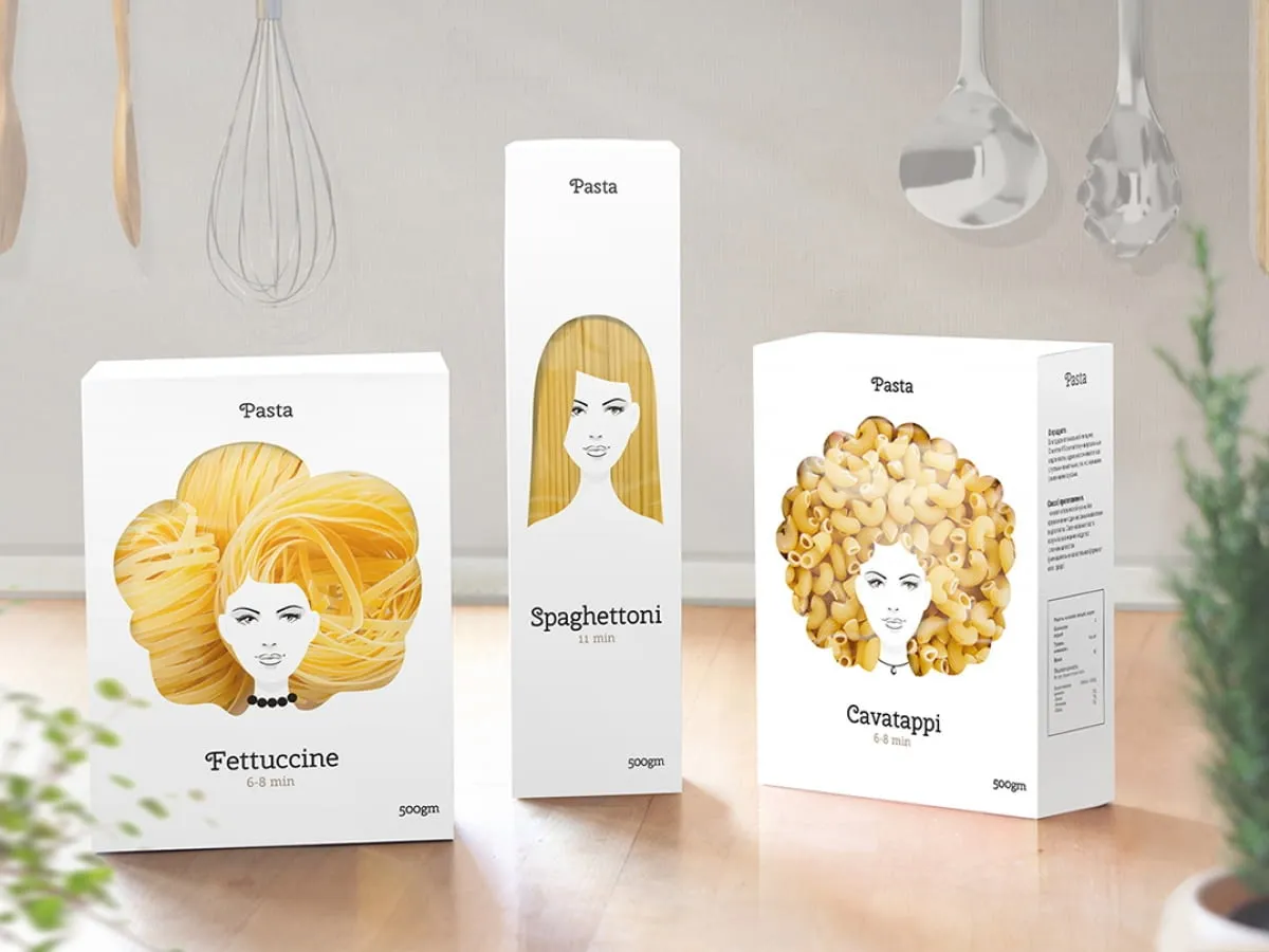 różne kształty makaronu na opakowaniach