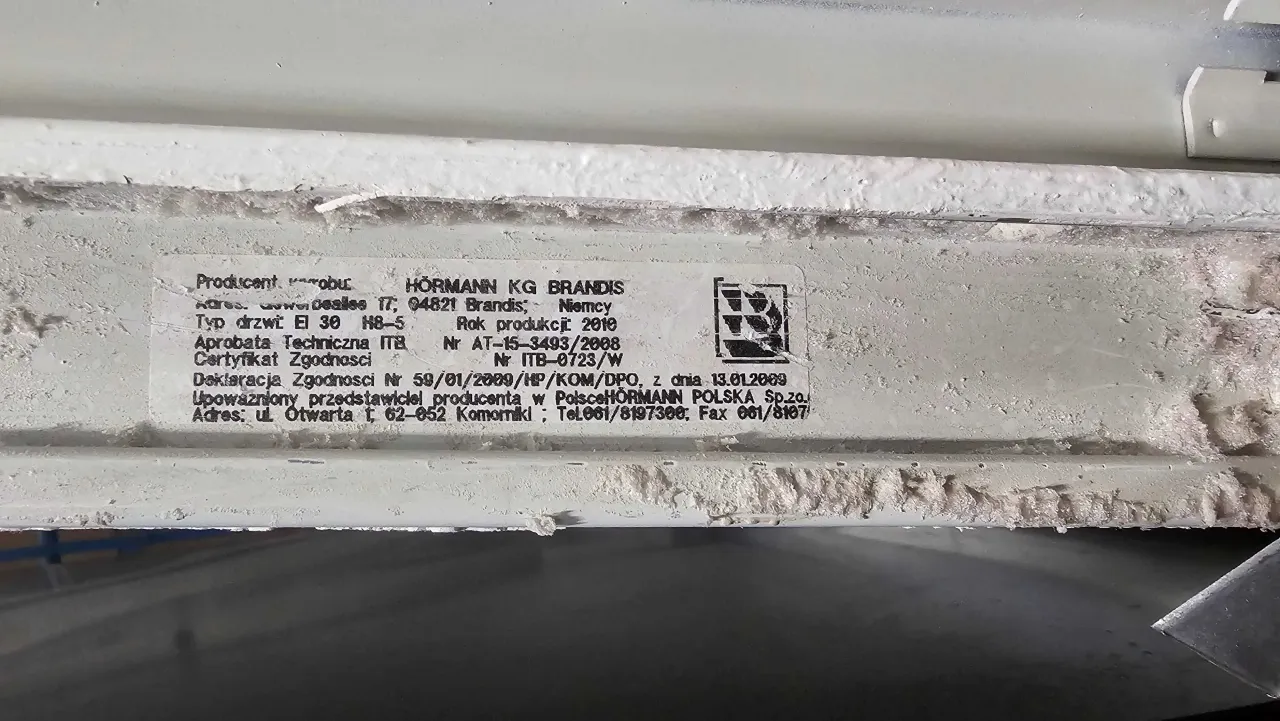 Certyfikat zgodności drzwi przeciwpożarowych