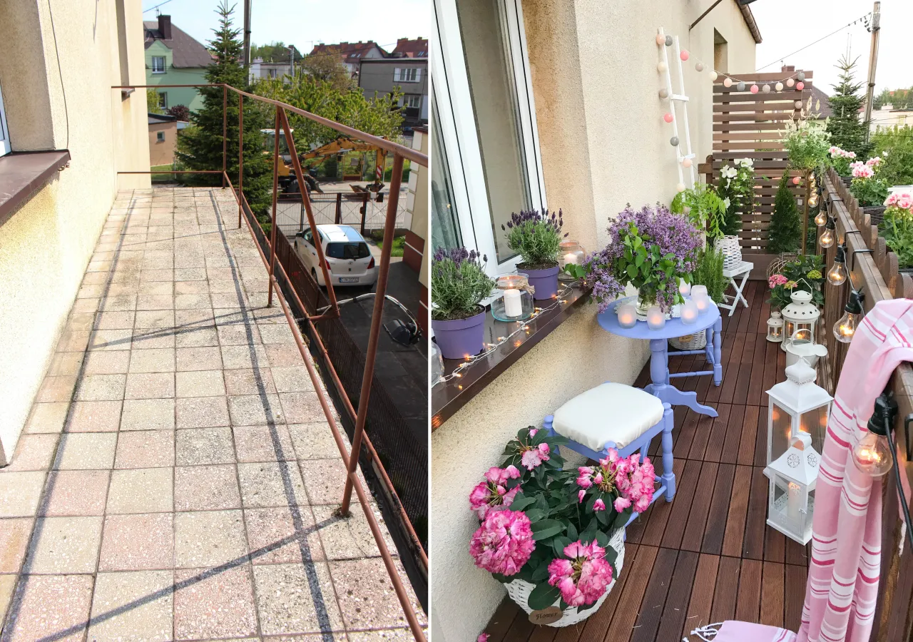 Balkon w bloku przed i po dobudowie