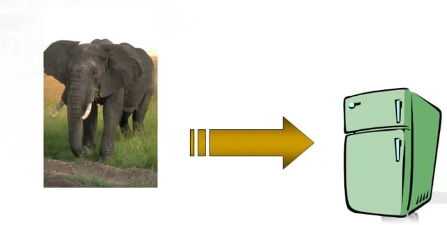 kreskówkowy słoń w lodówce