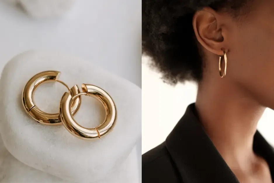 złote kolczyki na co dzień r&oacute;żne fasony