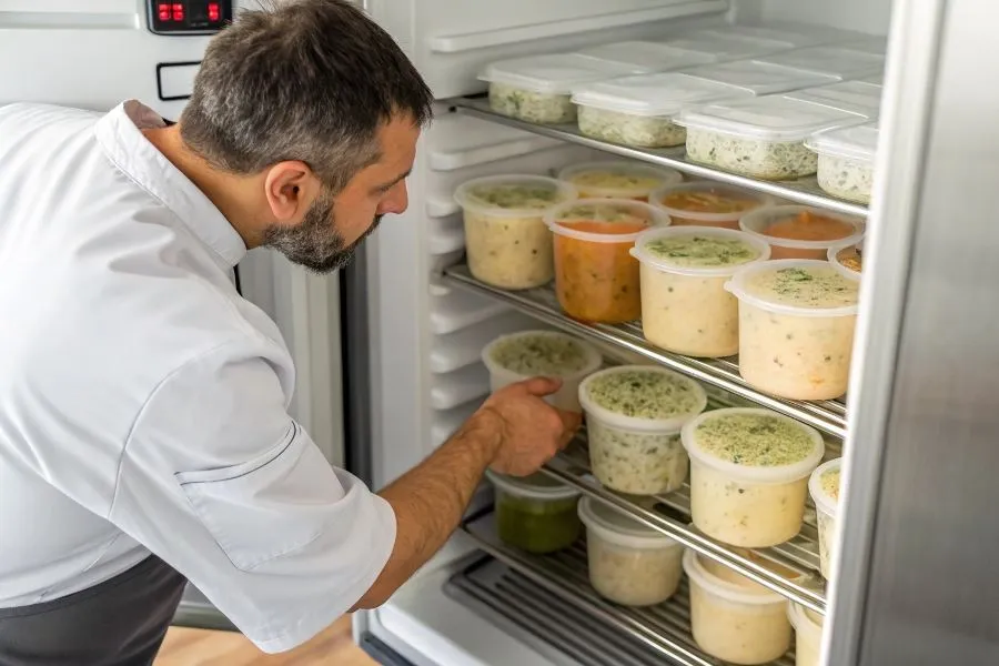 domowa zupa w lod&oacute;wce, świeża zupa przechowywanie