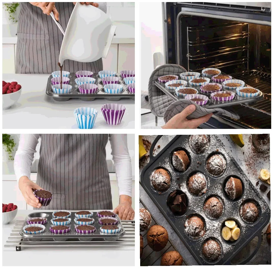 składniki do pieczenia babeczek, akcesoria do babeczek