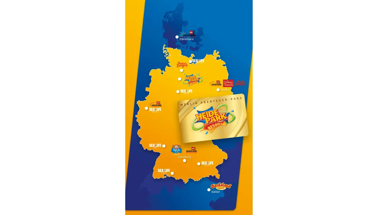 Collage der Merlin Abenteuer-Pass Attraktionen in Deutschland