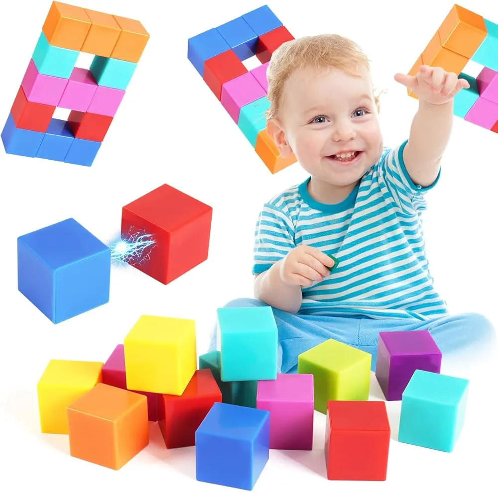 dziecko sortujące kolorowe klocki