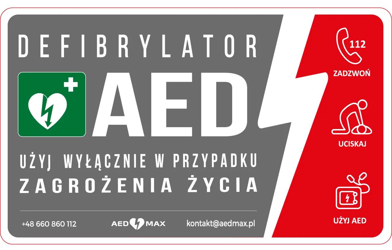 oznaczenie defibrylatora AED piktogram
