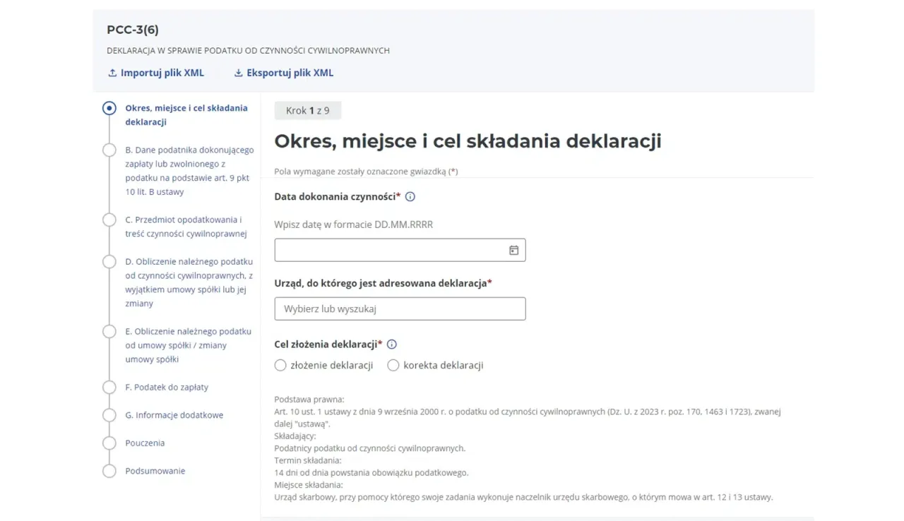 Formularz PCC-3 i dokumenty kredytowe