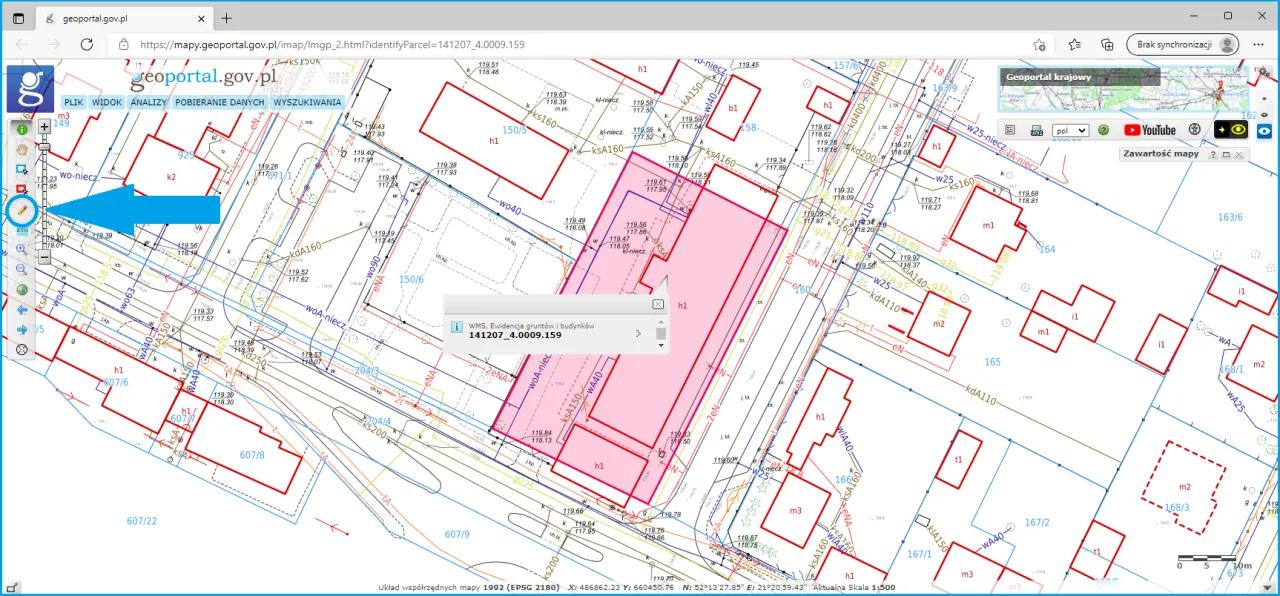 interfejs Geoportal.gov.pl lub mapa działek