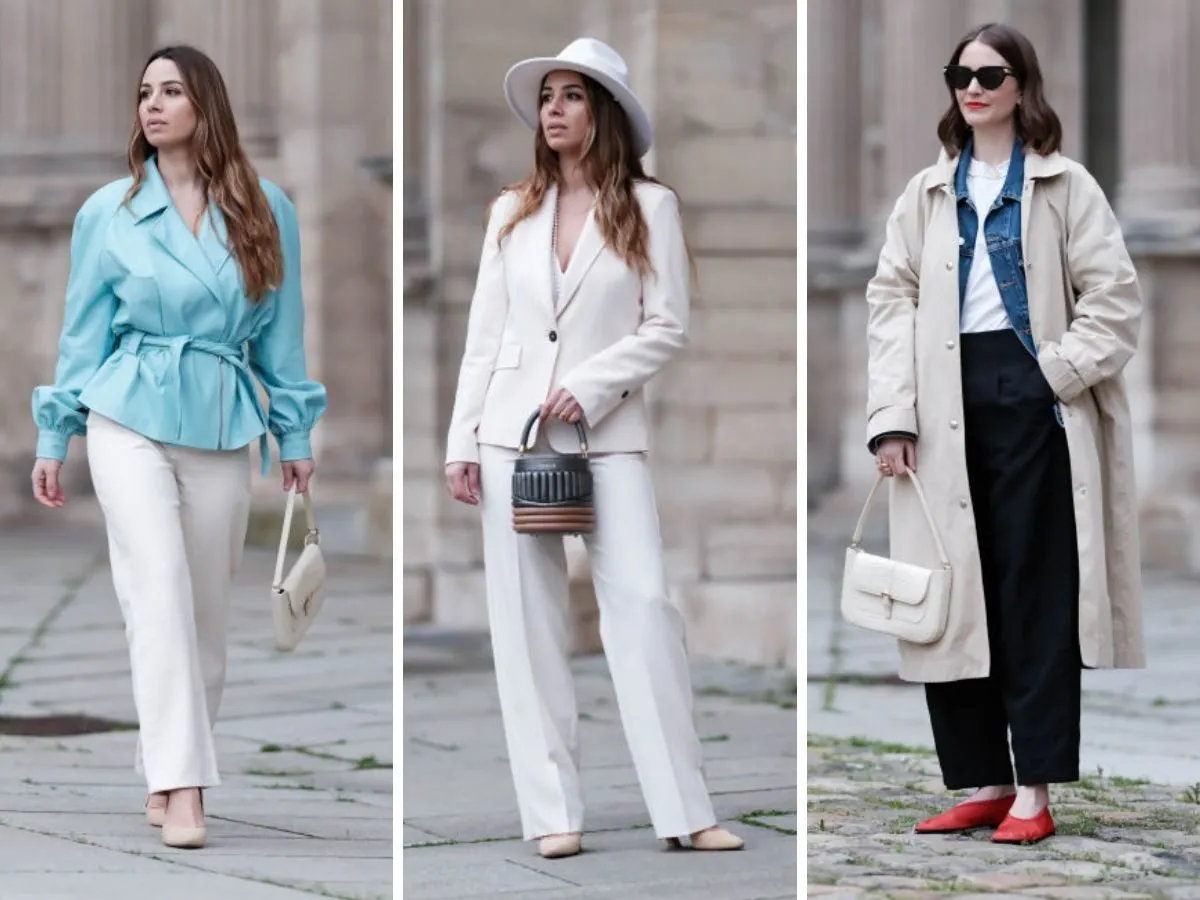 Elegancka stylizacja damska spodnie komunia