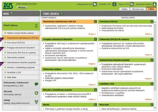 lekarz wystawia e-ZLA, płatnik składek