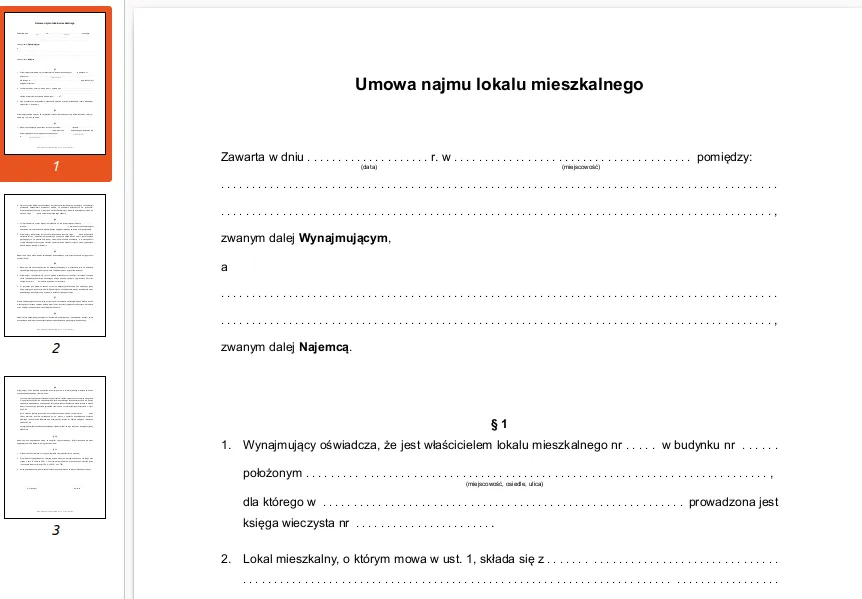 umowa najmu tradycyjnego wzór