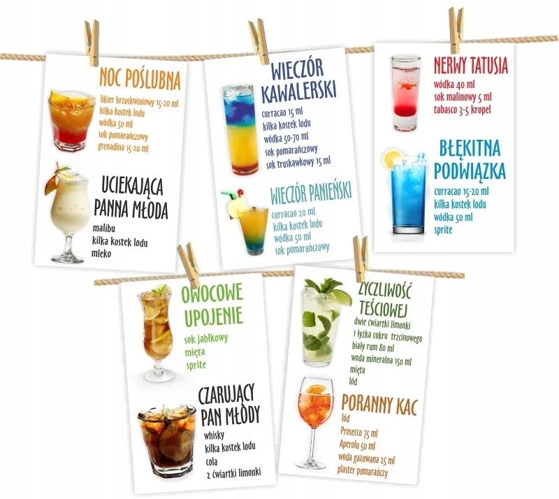 karta drinków na imprezę