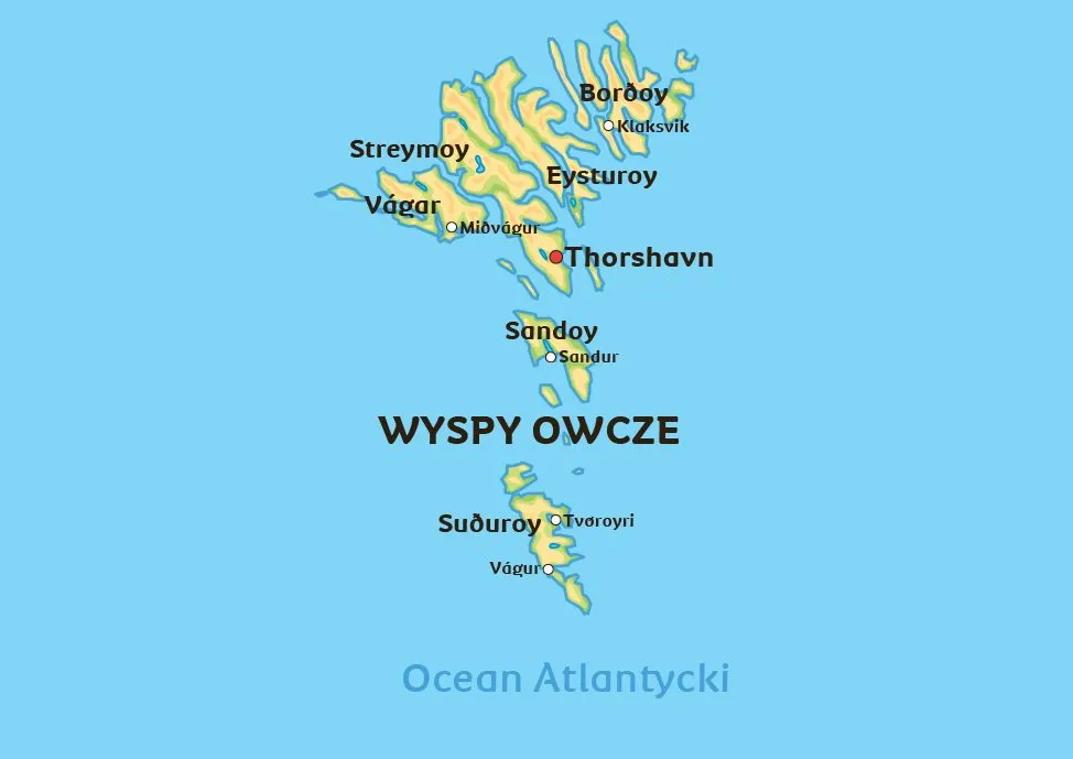 Mapa gł&oacute;wnych wysp Wysp Owczych