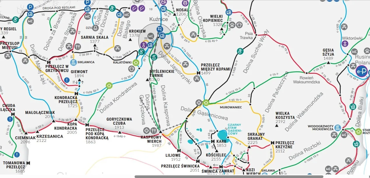szlaki turystyczne Kasprowy Wierch mapa