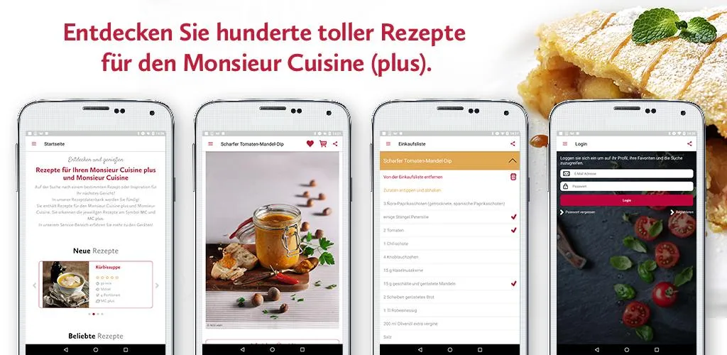 Monsieur Cuisine app interface recipes