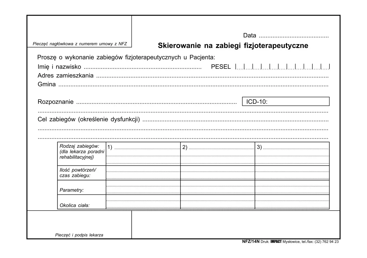 skierowanie na rehabilitację NFZ