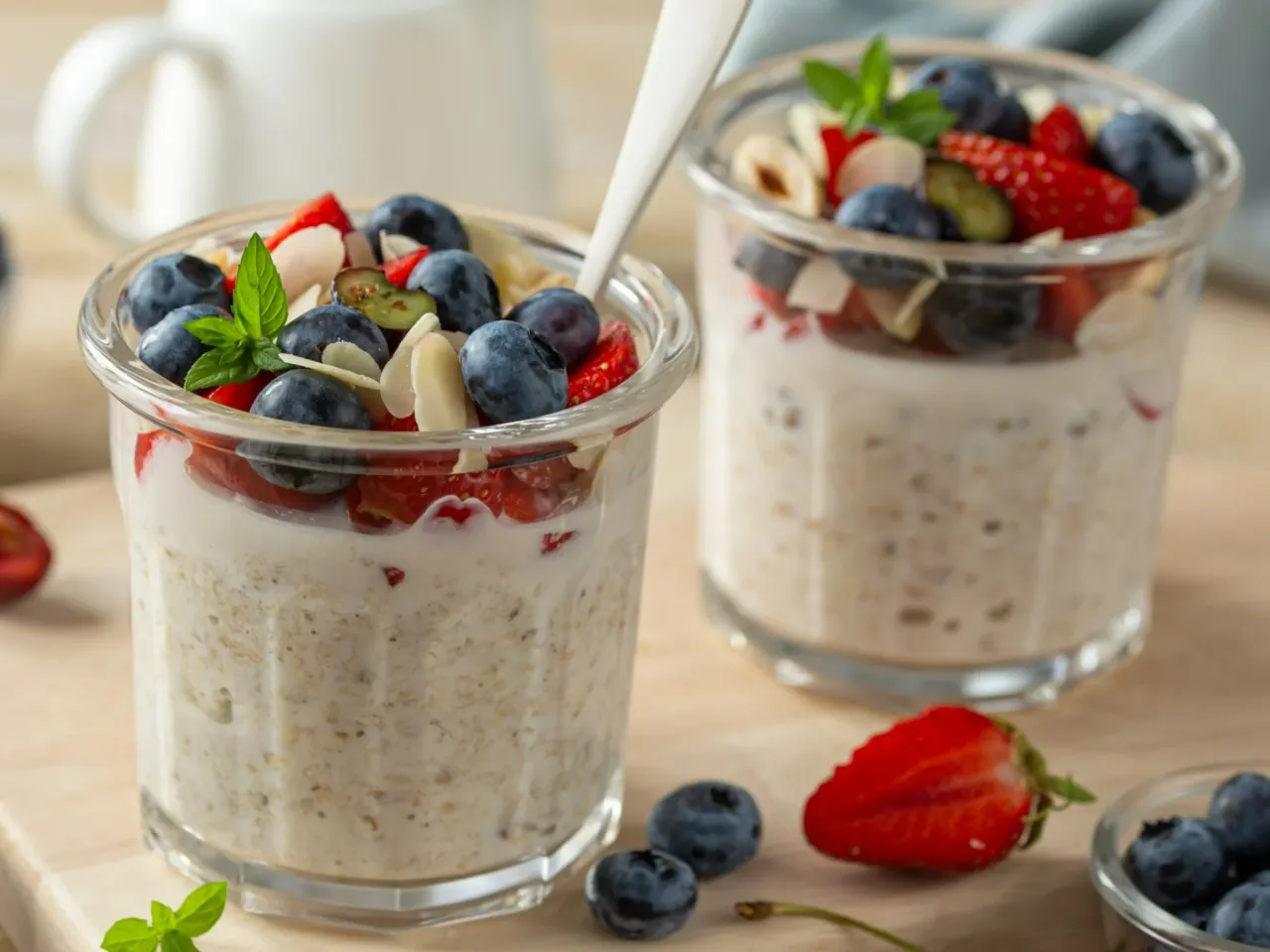 zdrowe słodkie śniadania owsianka jogurt owoce