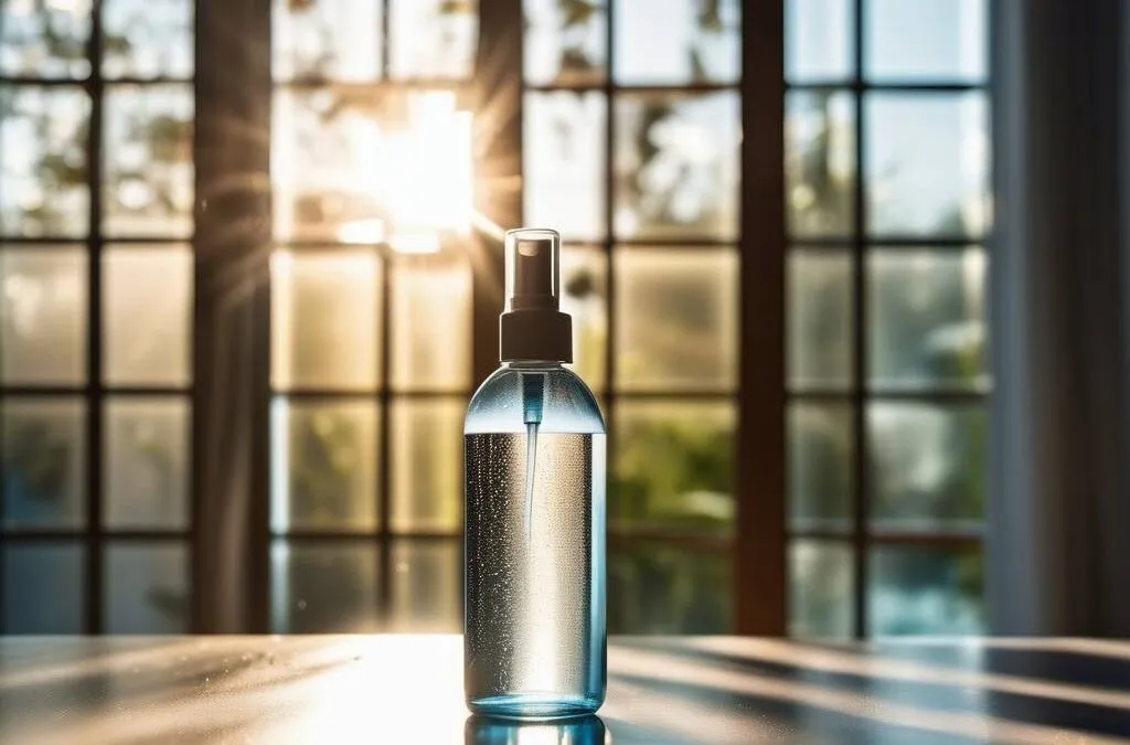 domowy płyn do mycia okien z octem i butelka płynu sklepowego