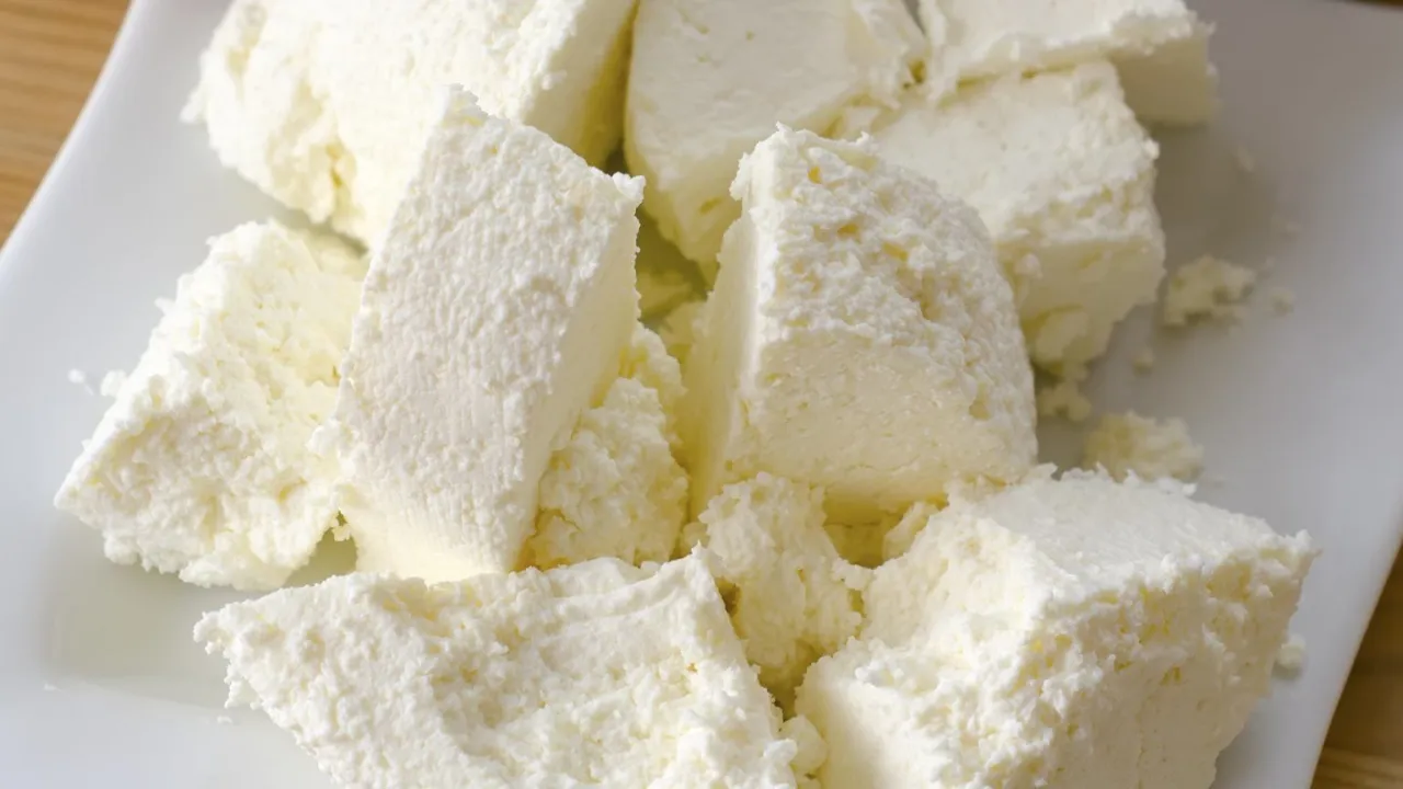 Kawałki białego sera na talerzu. Zastanawiasz się, czy można mrozić biały ser? Tak, można, choć po rozmrożeniu może zmienić konsystencję.