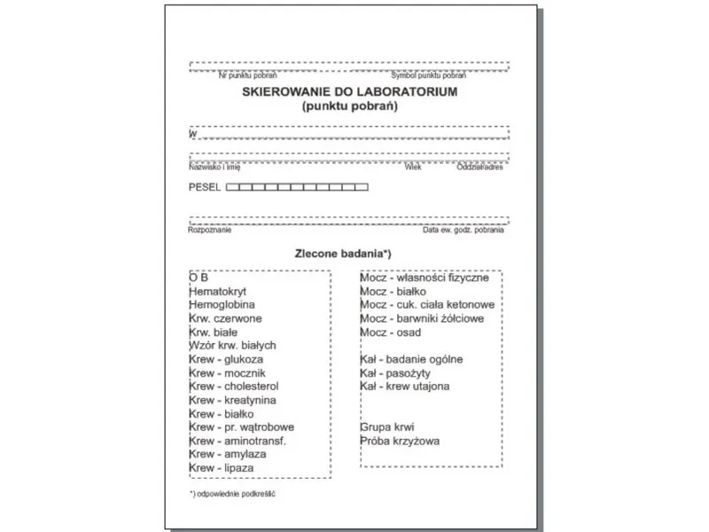 skierowanie na badania laboratoryjne NFZ