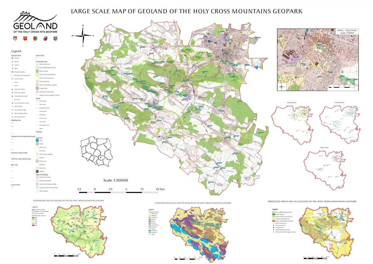 Mapa Geoparku Świętokrzyskiego Kielce