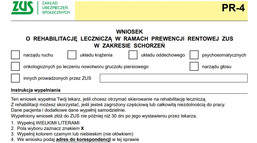 rehabilitacja w ramach prewencji rentowej ZUS