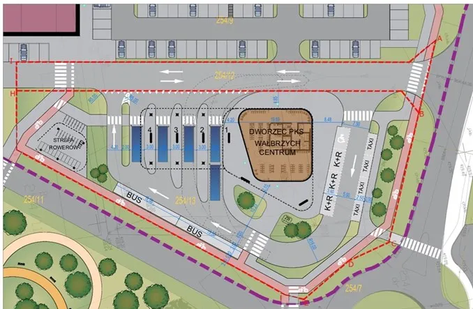 Mapa Wałbrzycha transport publiczny