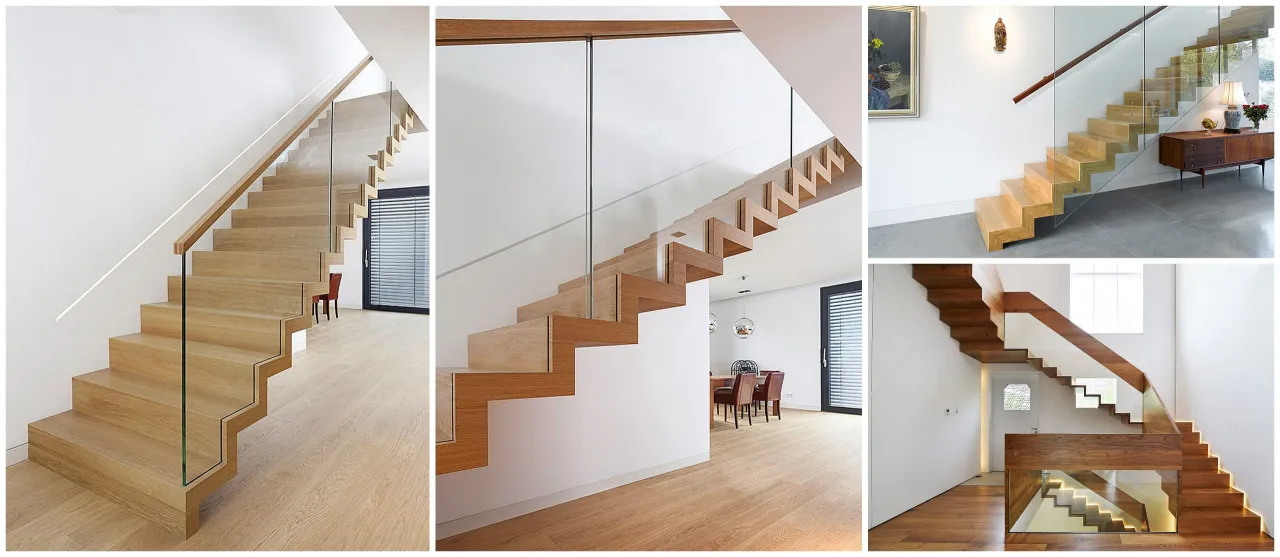 Nowoczesne schody dywanowe w salonie