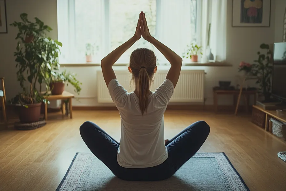 osoba relaksująca się, techniki oddechowe, mindfulness