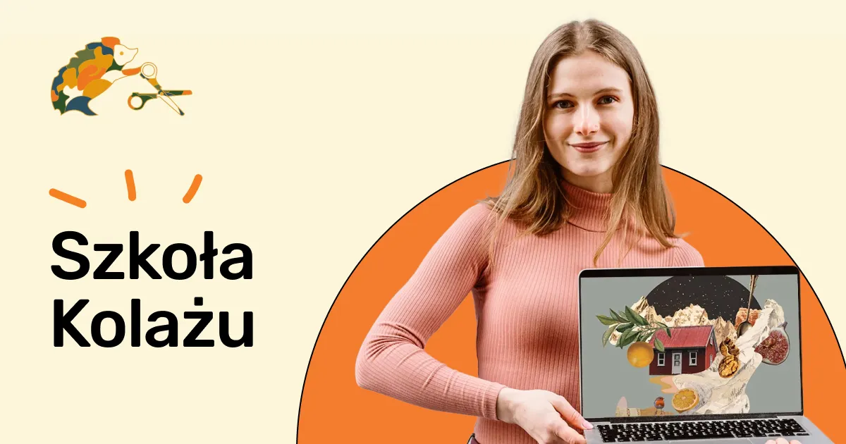 kolaż nauki fotografii online na laptopie i zajęć w grupie stacjonarnie