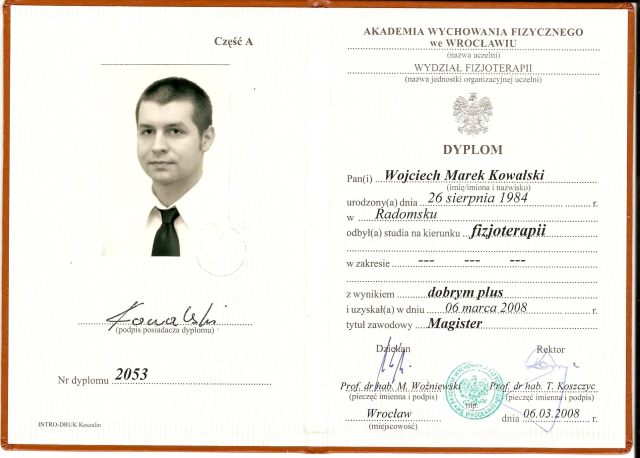 fizjoterapeuta z dyplomem specjalisty