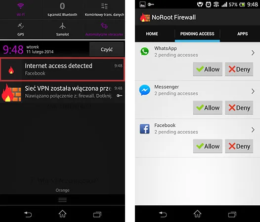 Blokowanie internetu aplikacjom Android