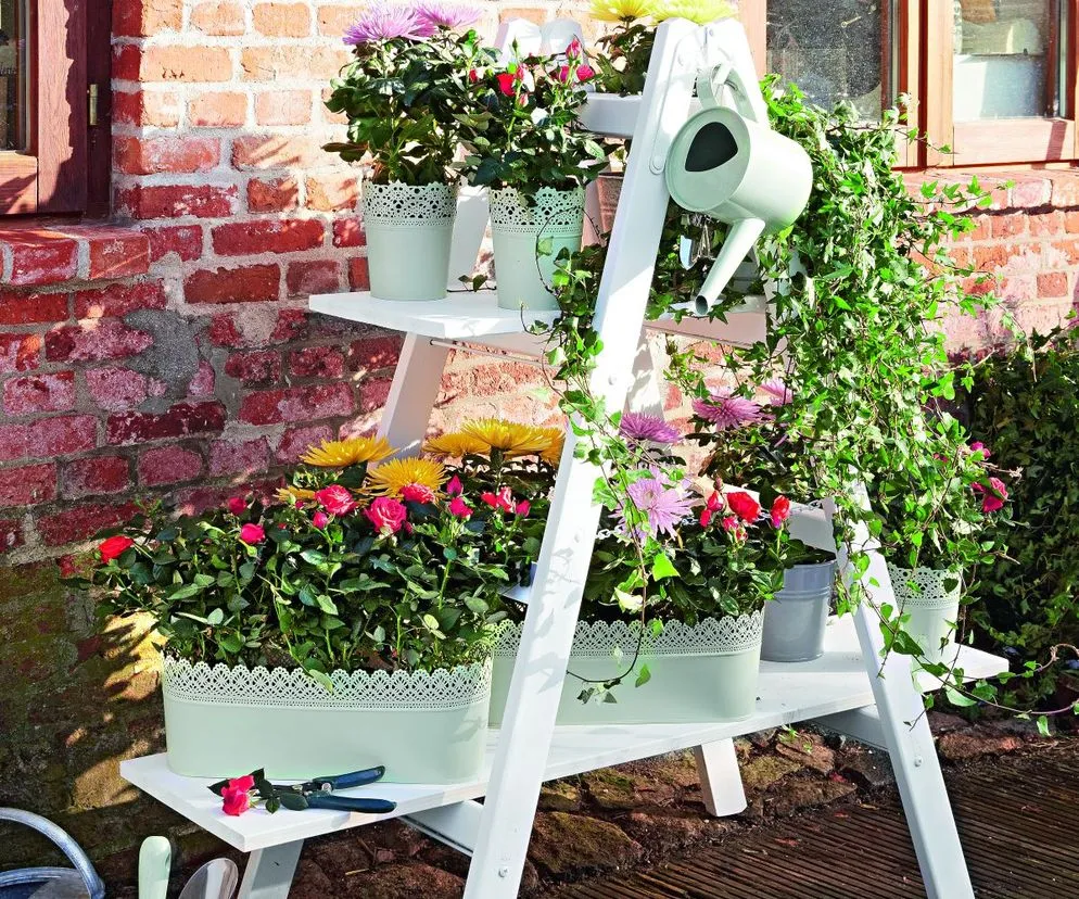 kwietnik ze starej drabiny przed po