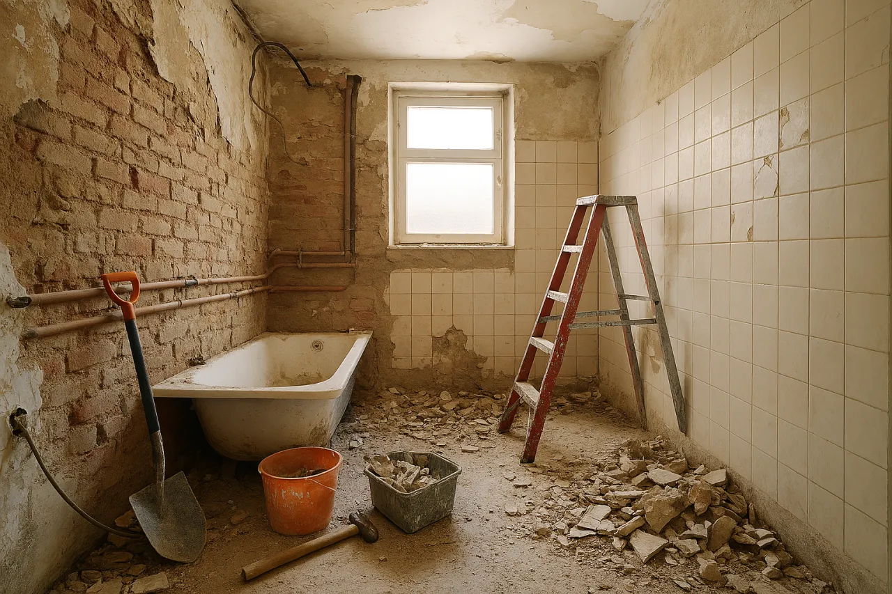 Prace rozbiórkowe w łazience