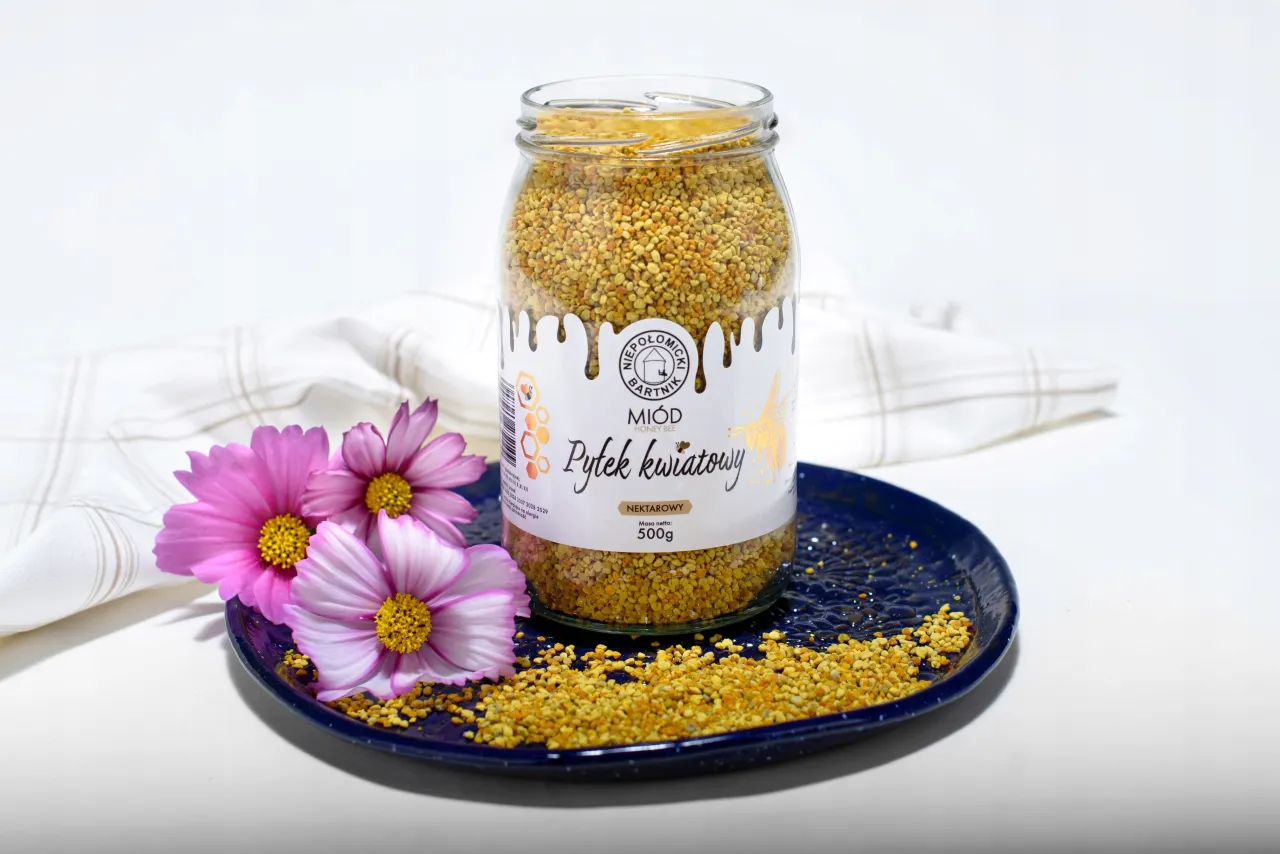 szklany pojemnik na pyłek pszczeli